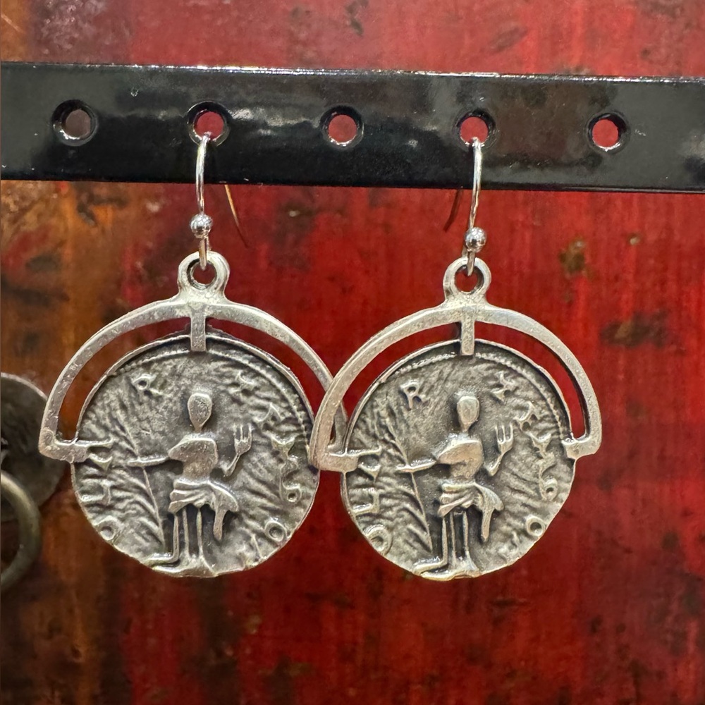 NEW. Silver Coin Drop Earrings
